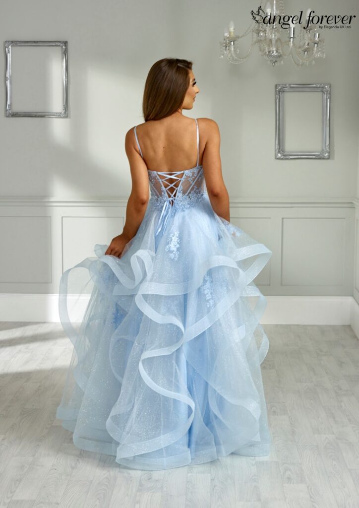 blue junior bridesmaid dresses BABARONI Chiffon Sky A-line One Shoulder Color:Ivory Lace+Nude Lining fitted dresses with sleeves White dress + black