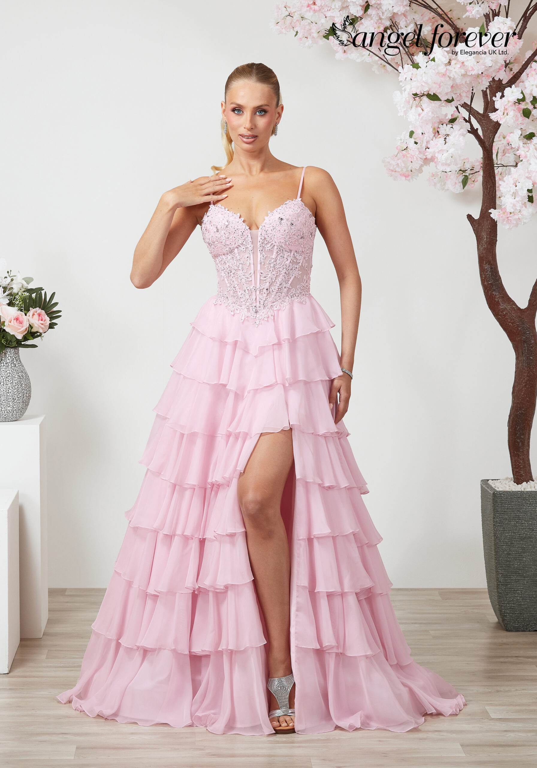 angel forever prom dress Angel Forever AF5609 Corset Style Glitter Tulle Ballgown Style Prom Dress