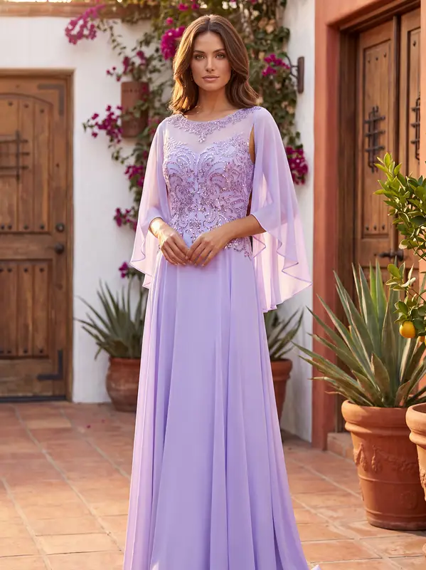 HELENA CAPE SLEEVE LILAC